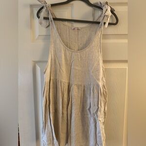 Women's Beige Mini Dress with Bow Tie Straps